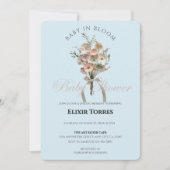 押されたワイルドフラワーベビーで開花Bohoベビーシャワー 招待状 (正面)