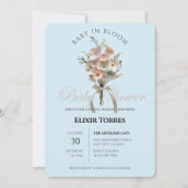 押されたワイルドフラワーベビーで開花Bohoベビーシャワー 招待状 (正面)