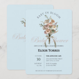 押されたワイルドフラワーベビーで開花Bohoベビーシャワー 招待状