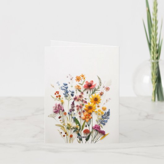 押されたワイルドフラワーベビーシャワーサンキューカード サンキューカード (裏面)