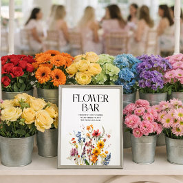 押されたワイルドフラワーベビーシャワーフラワーバーサイン ポスター