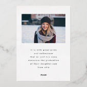 押されたワイルドフラワーリーフ卒業パーティー金ゴールド 箔招待状 (裏面)