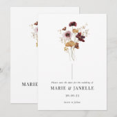 押されたワイルドフラワー日付カードを保存 セーブザデート (正面/裏面)