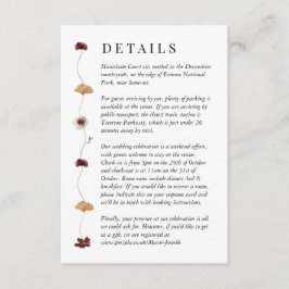 押されたワイルドフラワー結婚の詳細カード エンクロージャーカード