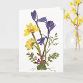 押された花のデザイン カード (黄色い花)