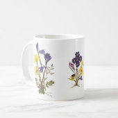 押された花のデザイン コーヒーマグカップ (正面左)