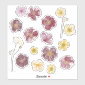 押された花の水絵画色 シール (シート)