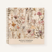 押された花コテージコアワイルドフラワーズボタニカル ノートブック (正面)