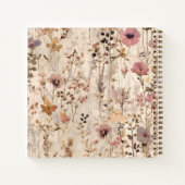 押された花コテージコアワイルドフラワーズボタニカル ノートブック (裏面)