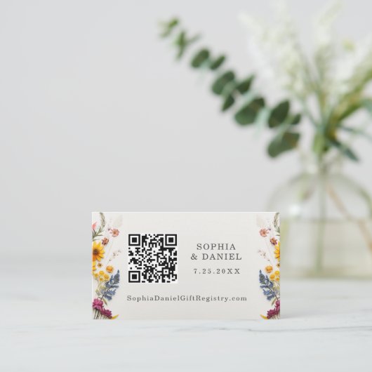 押された花ブライダルシャワーギフト登録カード エンクロージャーカード (スタンド正面)