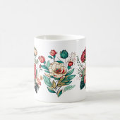 押された花マグカップ、ボホワイルドフラワーズコテージコア コーヒーマグカップ (中央)