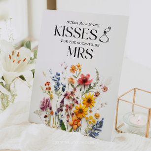 押された花ワイルドフラワーいくつのキスサイン 台座サイン