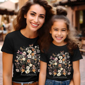 押された花ワイルドフラワーズネームコテージコーレベラ Tシャツ