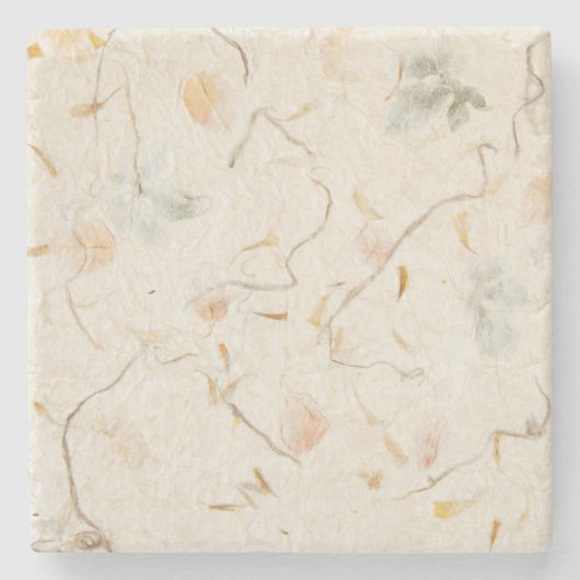 押された花背ナチュラルクラフト紙 ストーンコースター (正面)