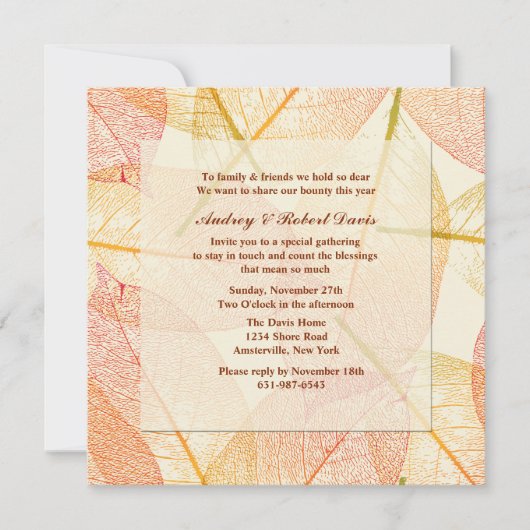 押された葉の招待状 招待状 (正面)