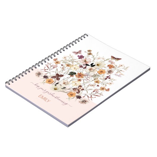 押された野花名前をカスタムする植物フローラ ノートブック (左側)