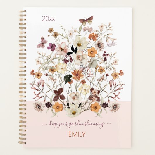 押された野草植物性フローラ プランナー手帳 (正面)