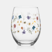 押しかわいらしカラフルた野花 ステムなしワイングラス (裏面)