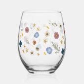 押しかわいらしカラフルた野花 ステムなしワイングラス (右)