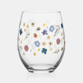 押しかわいらしカラフルた野花 ステムなしワイングラス (左)