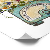 押した花のヴィンテージ規模での再現 ポスター (角)