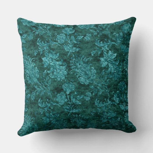 押しつぶされたビロードの花の質のティール（緑がかった色）の装飾用クッション クッション (裏面)