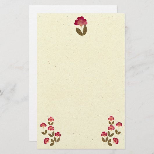 押しつぶされた明るいピンクのチューブの花 便箋 (正面/裏面)