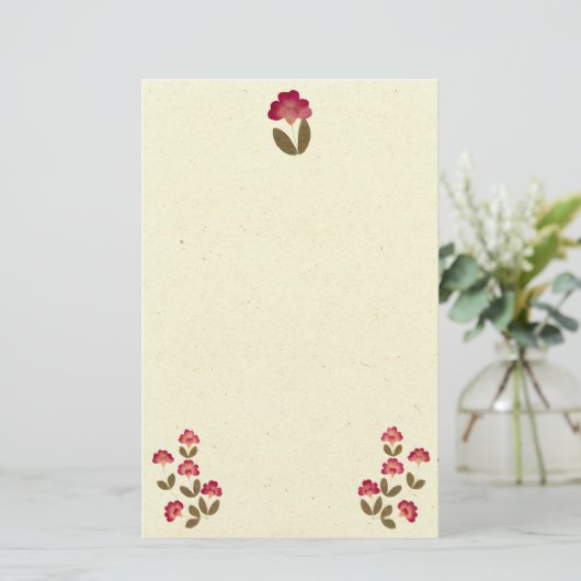 押しつぶされた明るいピンクのチューブの花 便箋 (スタンド正面)