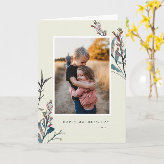 押しつぶされた野草が母の日のカードを畳む カード (黄色い花)