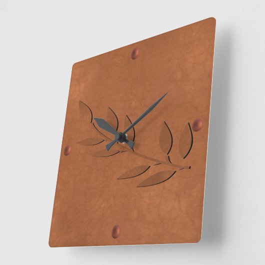 押しつぶされた銅 スクエア壁時計 (傾斜)