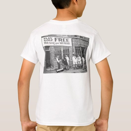 (押してあなたのスーツをもらう間)自由な演劇のゴルフ Tシャツ (裏面)