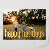 押しはっきりした込み金ゴールド写真モダンHappy 箔シーズンカード (正面)