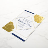 押しエレガントた金ゴールドバラの結婚フローラ  箔招待状 (回転した状態)