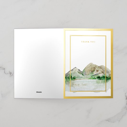 押しエレガントた金ゴールドリーフ結婚フレームフォーマル 箔グリーティングカード (外側レイダウン)