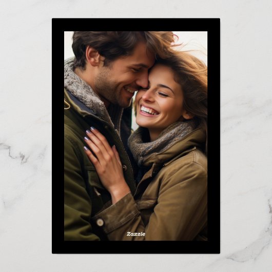 押しエレガントフォーマルた金ゴールド額写真結婚の 箔招待状 (裏面)