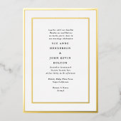 押しエレガントフォーマルた金ゴールド額写真結婚の 箔招待状 (正面)