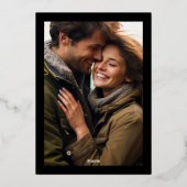 押しエレガントフォーマルた金ゴールド額写真結婚の 箔招待状 (裏面)