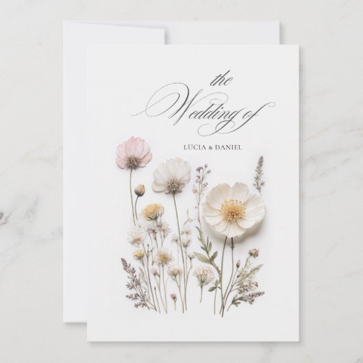 押しエレガント花シック結婚式招待状 招待状 (正面)