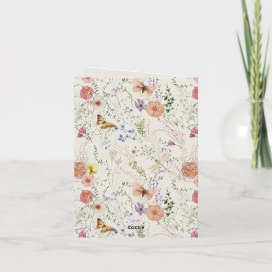 押しエレガント花水彩サンキューカード サンキューカード (裏面)