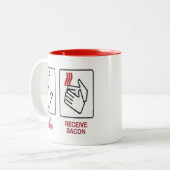 押しボタンはベーコンを受け取ります ツートーンマグカップ (正面左)