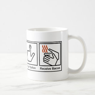 押しボタンは、ベーコンを受け取ります コーヒーマグカップ