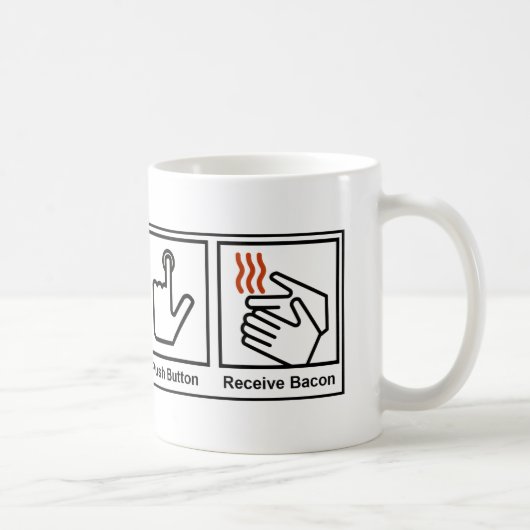 押しボタンは、ベーコンを受け取ります コーヒーマグカップ (右)