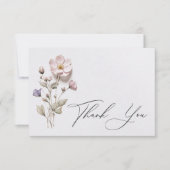 押しモダンパステルワイルドフラワー結婚ズ サンキューカード (正面)