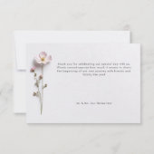 押しモダンパステルワイルドフラワー結婚ズ サンキューカード (裏面)