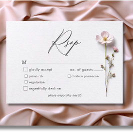 押しモダンパステルワイルドフラワー結婚ズ 出欠カード