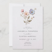 押しモダンパステルワイルドフラワー結婚ズ 招待状 (正面)