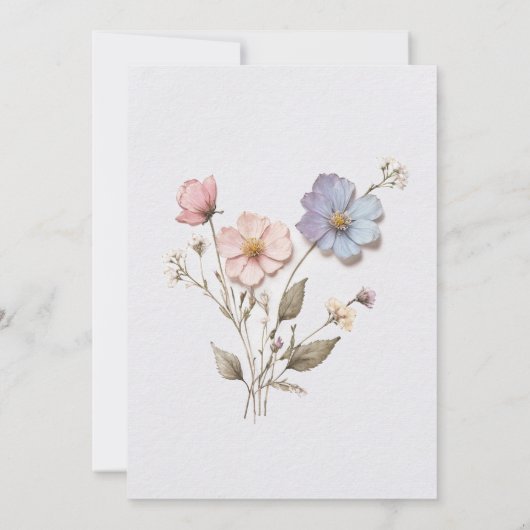 押しモダンパステルワイルドフラワー結婚ズ 招待状 (裏面)