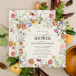 押しワイルドフラワーフローラフレームカップルシャワー 招待状