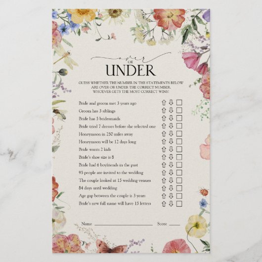 押し上げ下げフローラブライダルシャワーゲーム (正面)