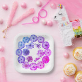 押し付けたワイルドフラワーのコラージュの輪 ペーパープレート (パーティー)